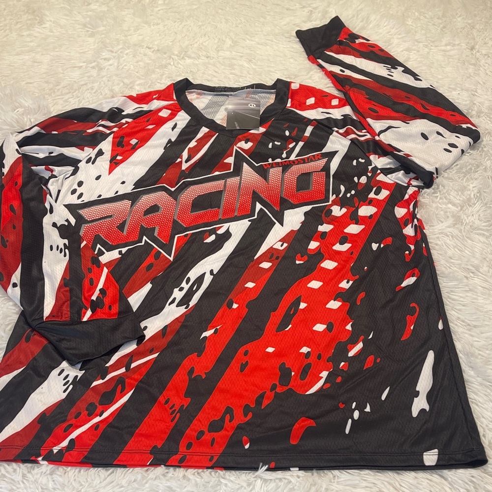 TELEY Racing MENS Long Sleeve CYCLING Shirt - Red and Black SIZE XL